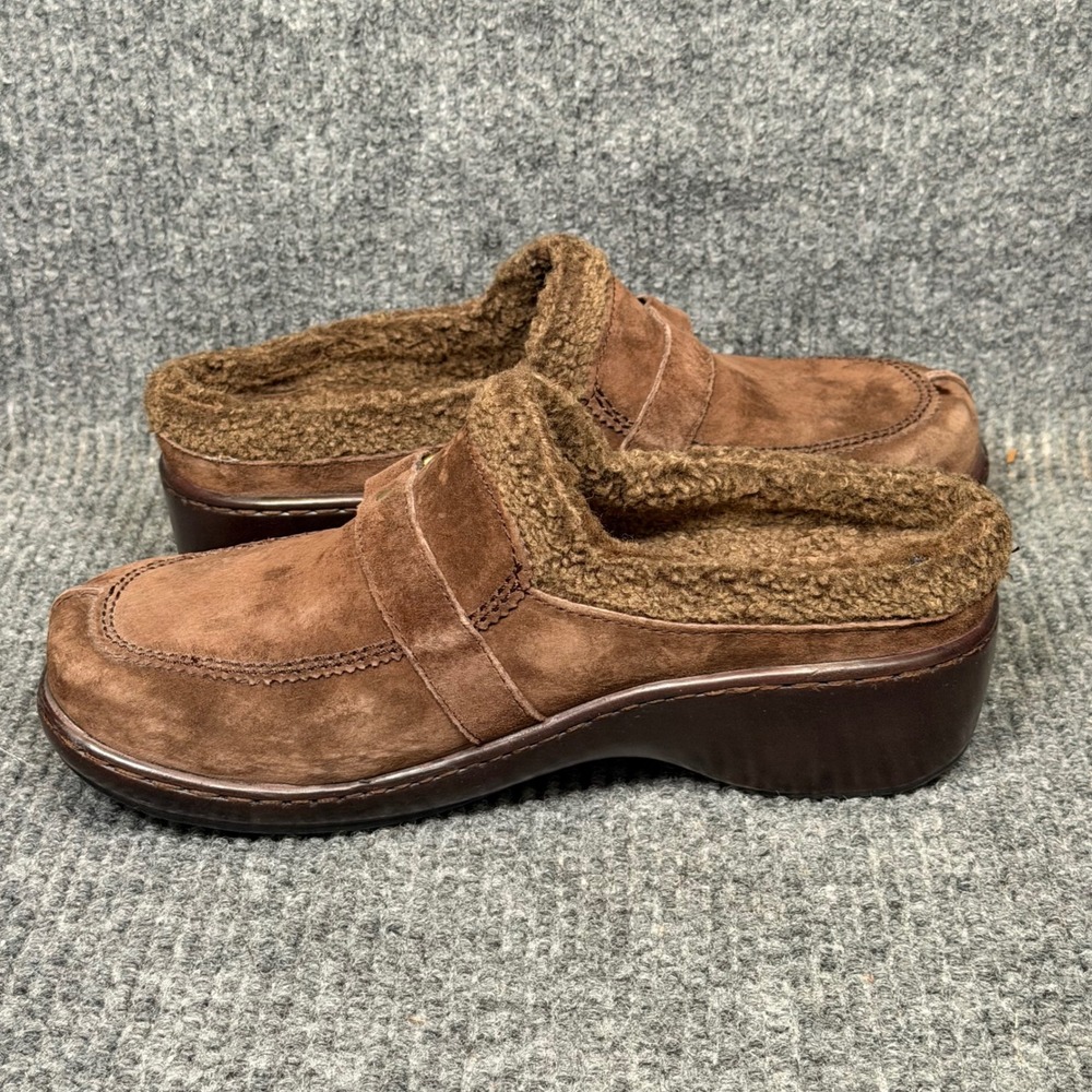 Klogs Suede Clogs Women 9M Brown Cozy Lined Fall Mules Comfort Cottagecore Boho - Picture 5 of 11